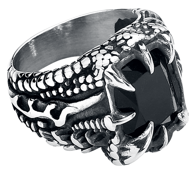 etNox hard and heavy - Gothic Ring - Crystal Claw - voor Mannen - zilverkleurig