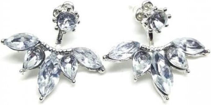 Statement oorbellen zilver kleur met kristal