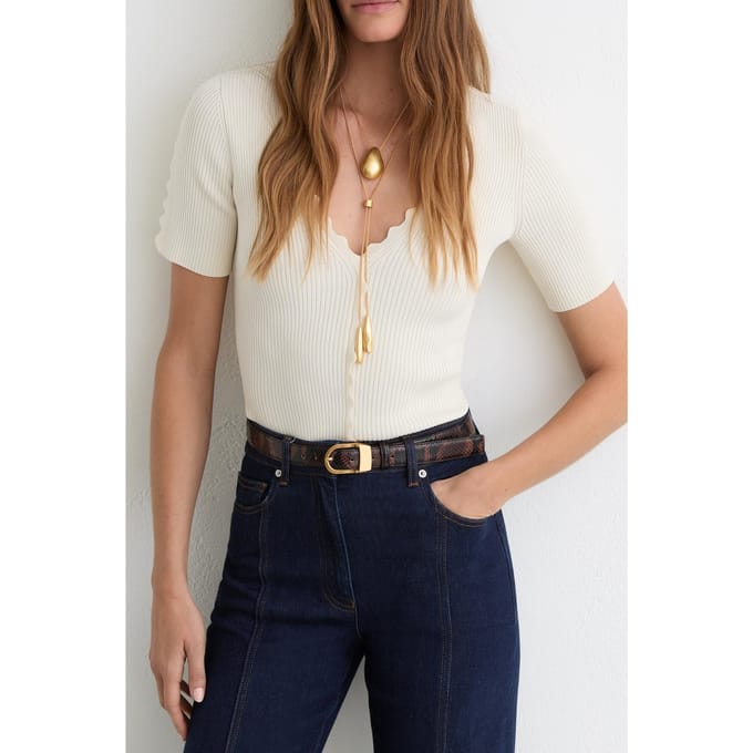 Reiss Scallop Edge Top Ivory Größe: XS | Blusen Outlet | Damen | Weiß