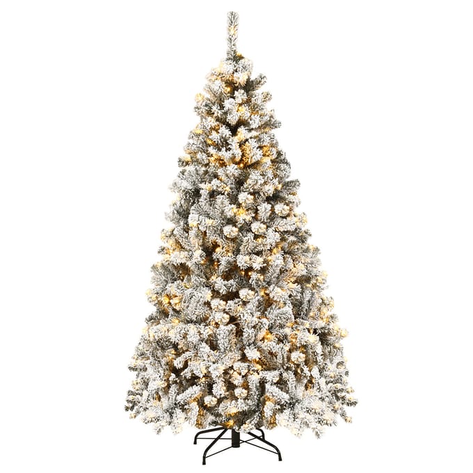 Coast Besneeuwde Kunstkerstboom Wit – 90 x 180 cm – Met 250 Warmwitte LED-Lampjes