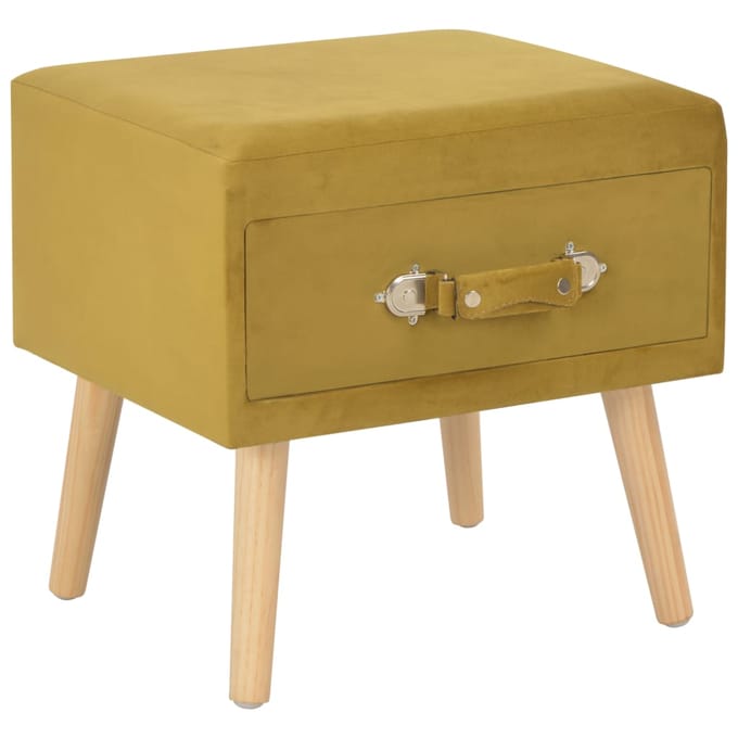 vidaXL - Nachtkastje - 40x35x40 - cm - fluweel - mosterdkleurig