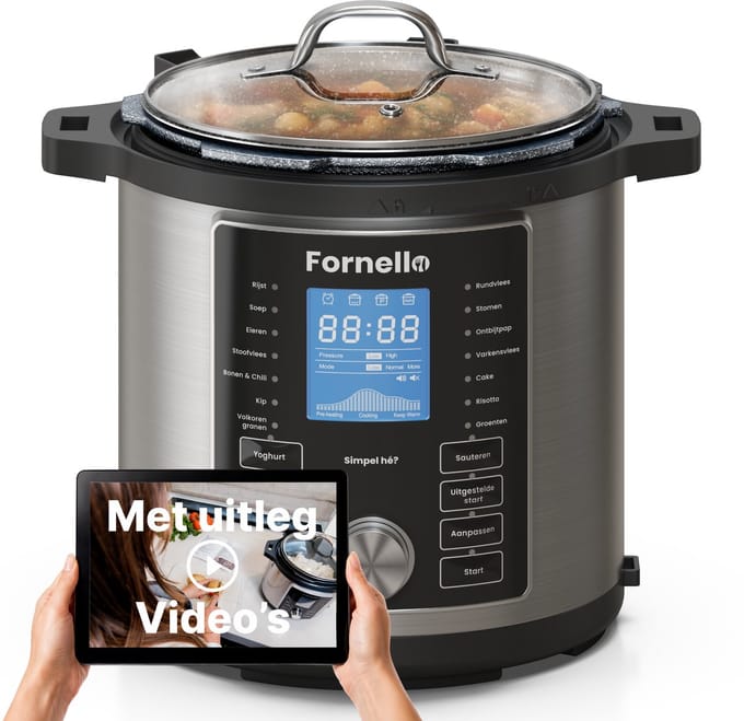 Fornello Soepmaker - Keramische bakpan - PFAS vrij - Pressure cooker - Multicooker