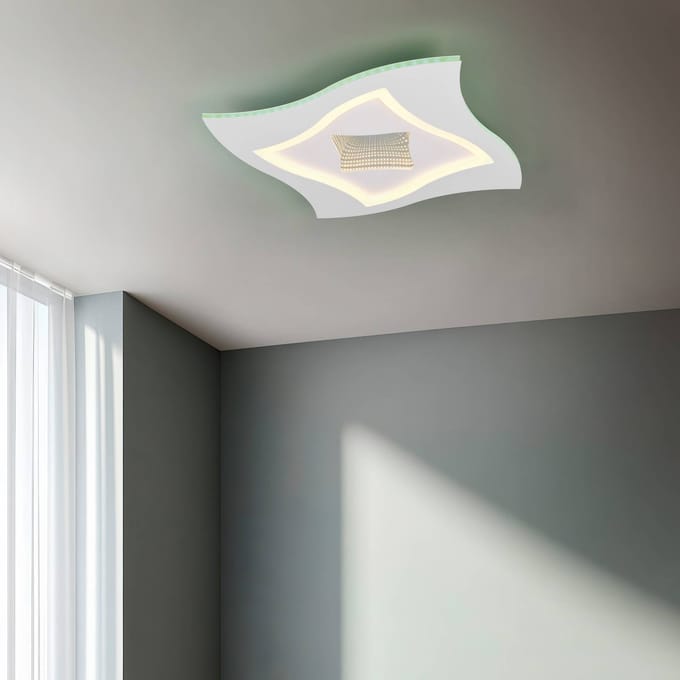 Trio Lighting LED plafondlamp Klint, lengte 50 cm, mat wit, metaal RGBW