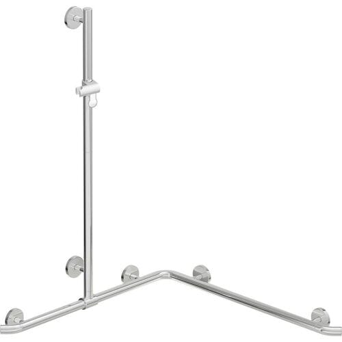 HEWI Warm Touch shower handrail with sliding shower rail, corner mounting, 125 x 76.2 cm 950.35.32051