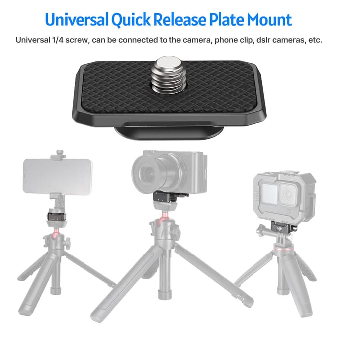 Aluminium Snelkoppelingsadapterbasis met Montageplaat Magnetische Actiecamera Mount Universele 1/4-inch Interface zwart