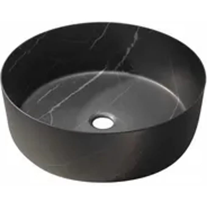 Aurlane Waskom Marmer Look - Keramiek – Rond - Mat Zwart - 36x13cm