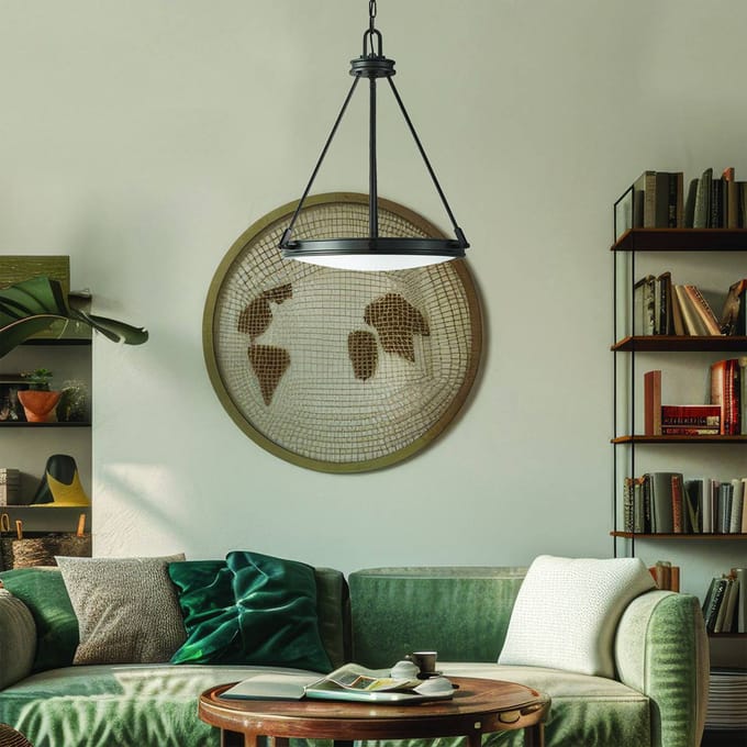 HINKLEY Hanglamp Collier, zwart, Ø 54,3 cm, staal, glas, E14