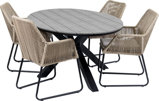 Tuinset Mona/Cyprus | 4 personen | Ovaal 180 cm | Rope & polywood