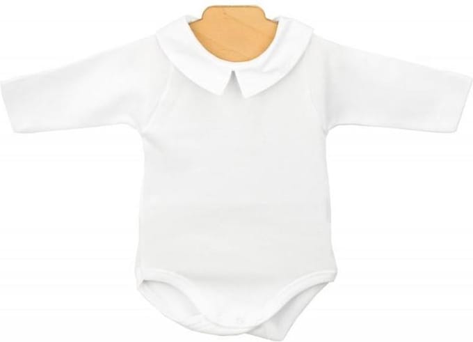 Romper Babidu 1185 wit,met kraagje, lange mouw | 24 maanden | maat 92