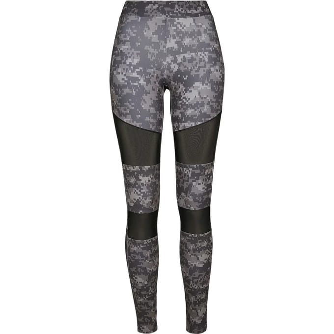 Urban Classics - Camo Tech Mesh Legging - S - Zwart/Grijs