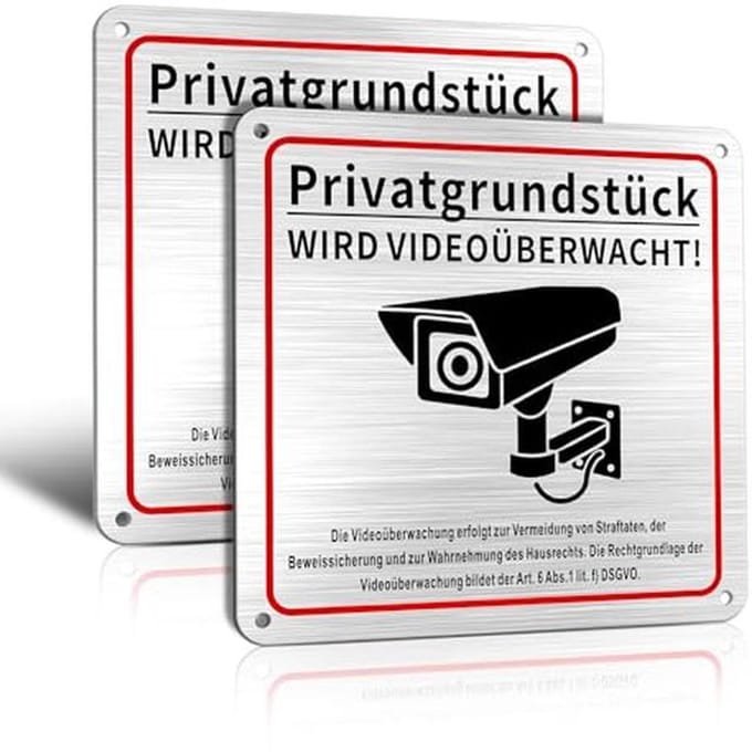 Waarschuwingsbord videobewaking 15x15 cm - Set van 2