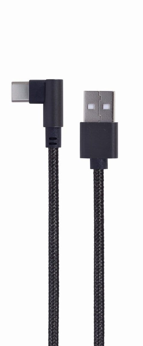 Haakse USB Type-C laad- & datakabel, 0.2 m, zwart