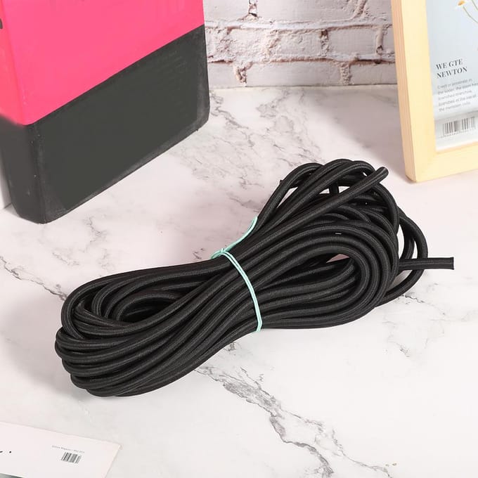 7mm 10m / 32.8ft Kleding Ronde Elastische Koord met Sterke Elasticiteit voor Kleding DIY Zwart black