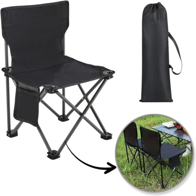 Camping stoel opvouwbaar | Campingaccessoires | Kampeerstoel | Visstoel | Kampeerstoel | Zwart