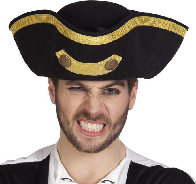 Boland Hoed Admiraal Tricorne Zwart
