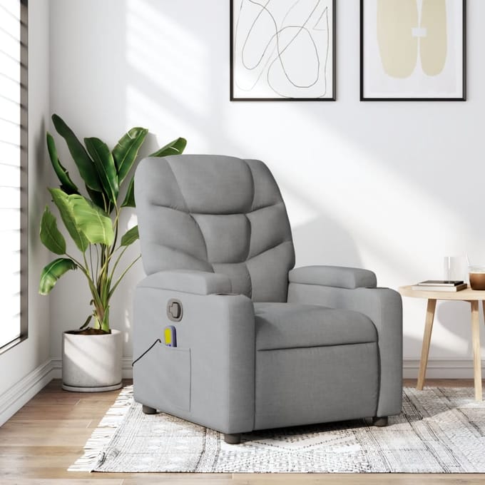 vidaXL Massagestoel met lichtgrijze stof