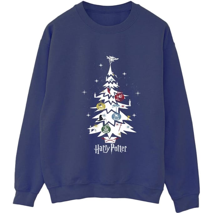 Harry Potter Dames/Dames Kerstboom Sweatshirt (Marineblauw)