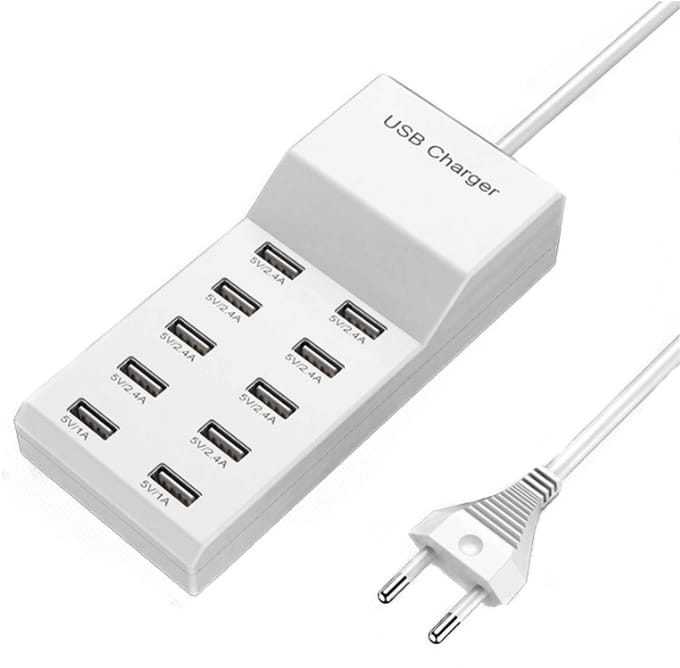 50W Stekkerdoos - Snellader Multipoort - 10 USB - Oplader, Adapter - 1m Verlengsnoer-Mobiele Telefoons & Tablets