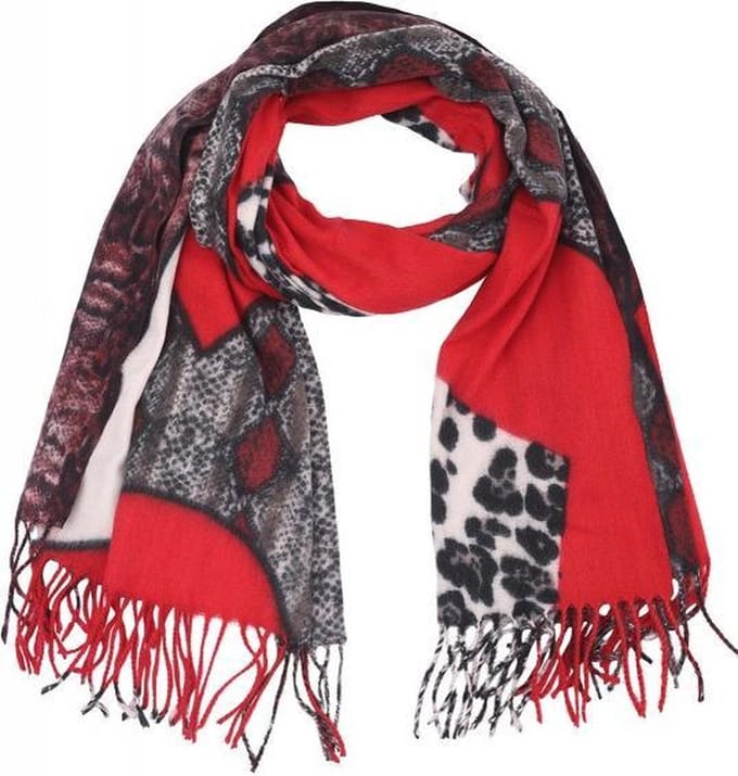 Warme dames sjaal panterprint luipaard  - leopard - luipard rood