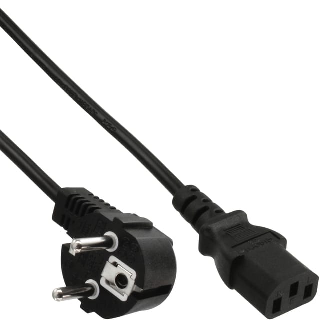 Kabel inLine STROOM C13 recht - CEE7/7 haaks 1 | 8 meter zwart