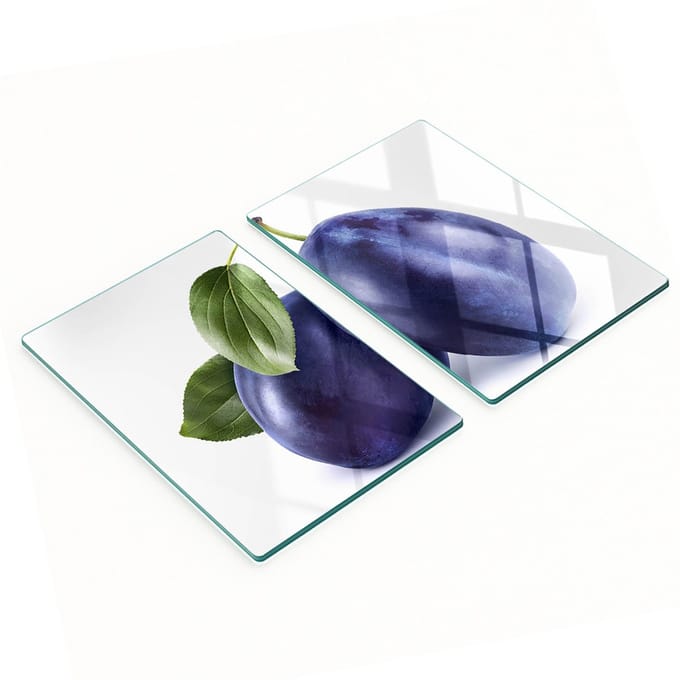 Multifunctionele decoratieve glazen borden met pruimenprint 2x40x52 cm