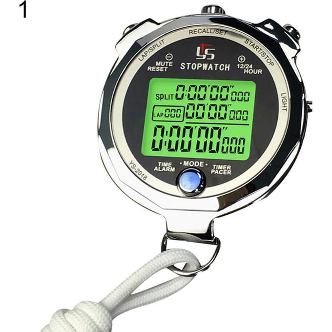 K&J Professional Digitale Stopwatch Timer Sport Hardlopen Training Chronograaf Horloge 100 Memories green