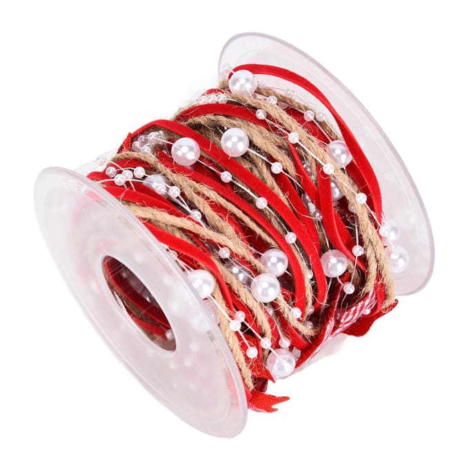 Kerstlint 3.0cm/1.2in Breed Rood Wit DIY Cadeauverpakking Accessoires voor Feesten Bruiloften red