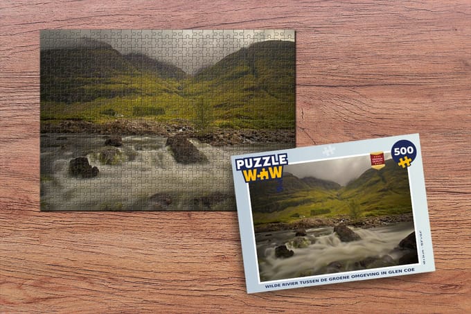 Puzzel Wilde rivier tussen de groene omgeving in Glen Coe - Legpuzzel - Puzzel 500 stukjes
