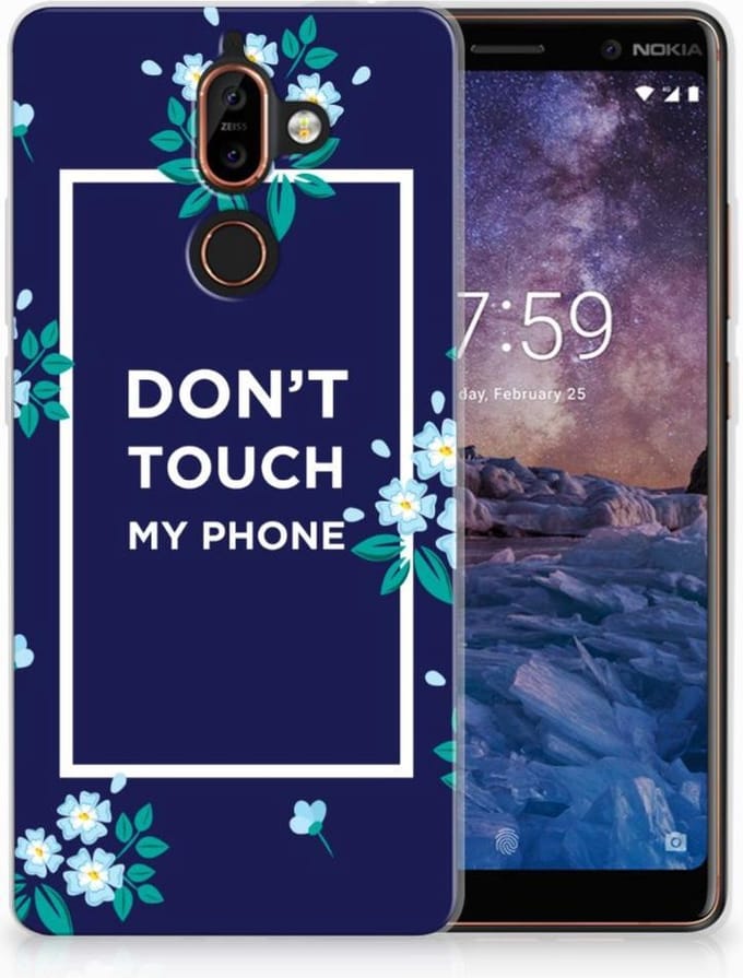 Nokia 7 Plus Silicone-hoesje Flowers Blue DTMP