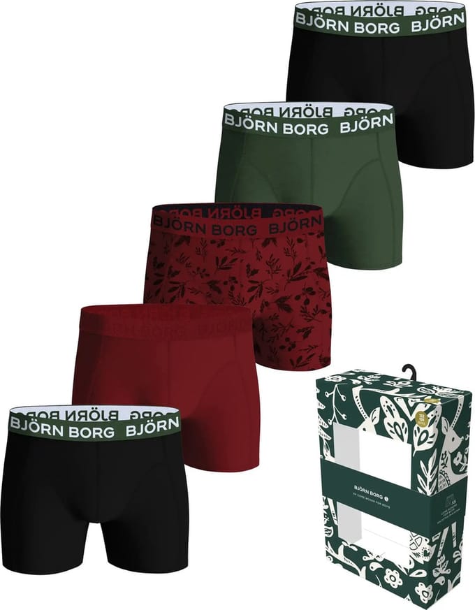 Bjorn Borg 5-Pack jongens boxershorts - Core - Gift - Cadeauverpakking - Multipack - 170 - Rood