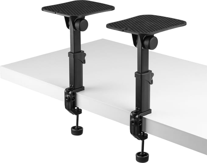 Vonyx SMS32 speaker standaard set - voor studio monitors - met tafelklem - in hoogte verstelbaar - zwart