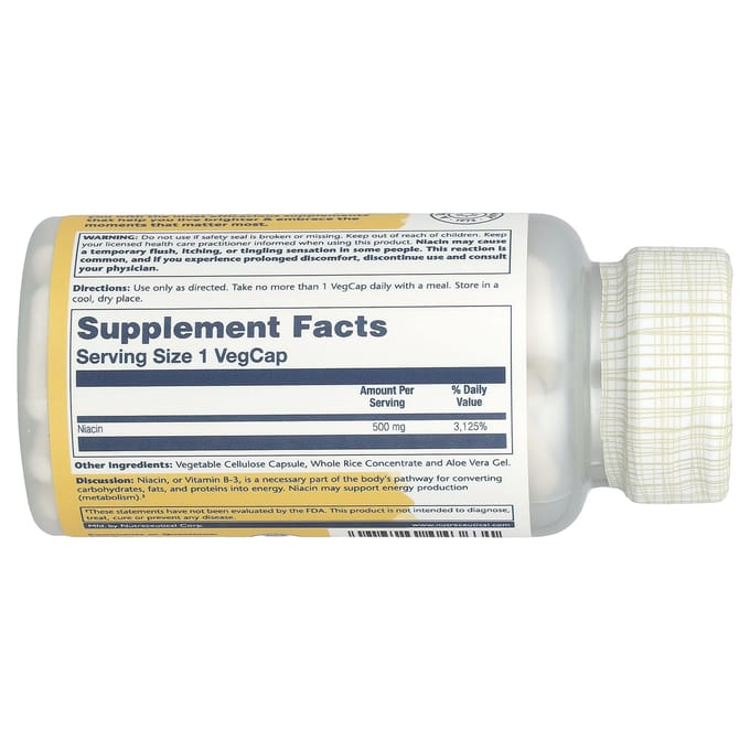 Niacine, 500 mg, 100 plantaardige capsules