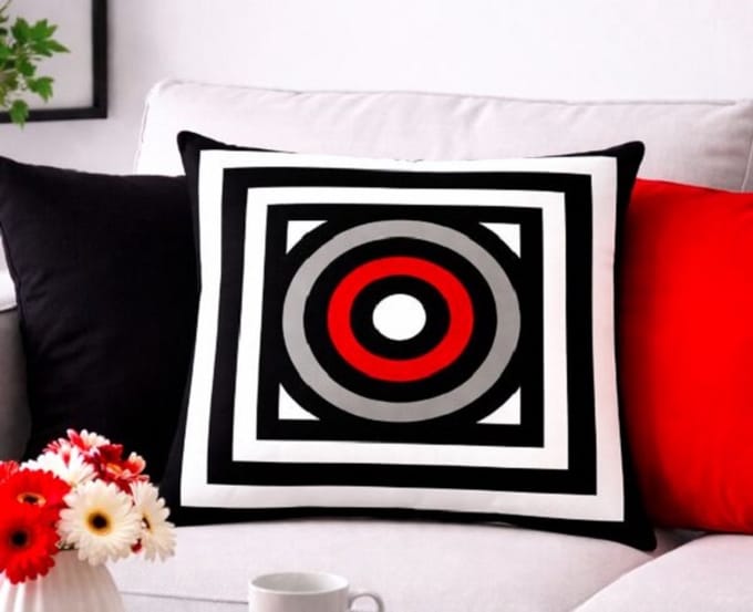 Modern Geometry Collection Kussenhoes – Red Edition - 45x45 cm