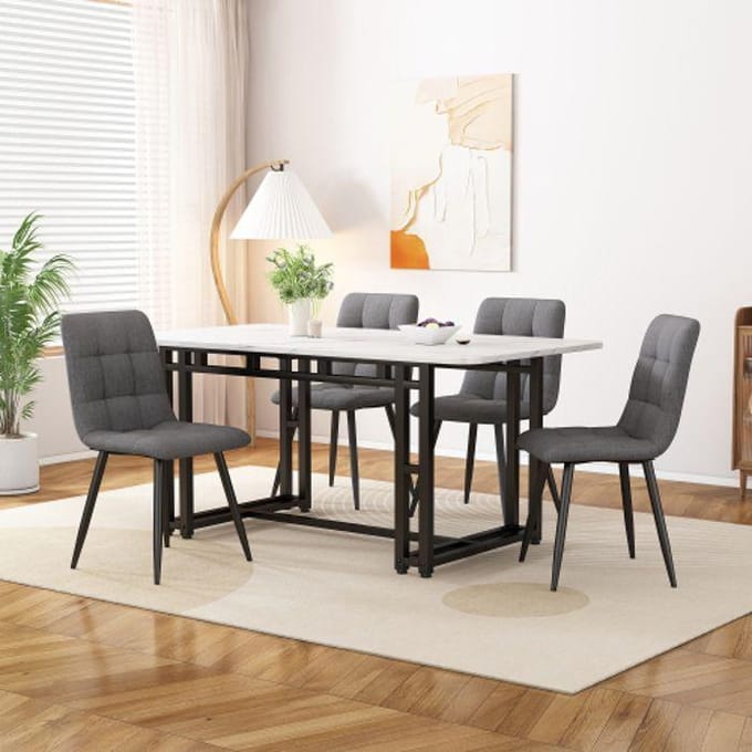Ensemble table et chaise - MUVOE - 120x70cm - Noir - Gris foncé - Rectangulaire gris