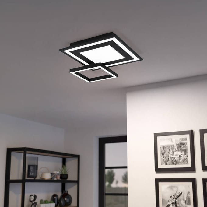 EGLO connect.z Savatarila-Z Smart Plafondlamp - 45 cm - Zwart/Wit - Instelbaar RGB & wit licht - Dimbaar - Zigbee