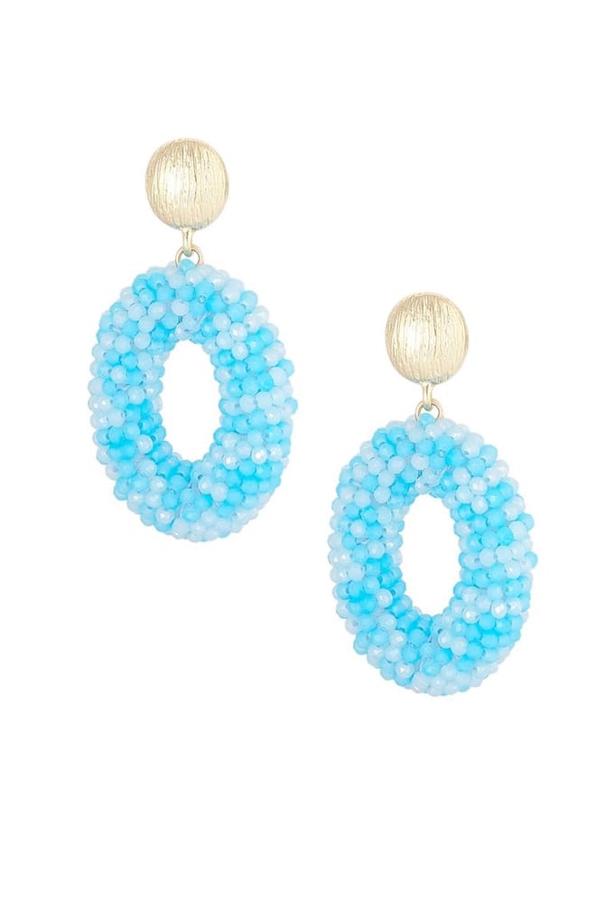 Ovale discodip oorbel -Light blue