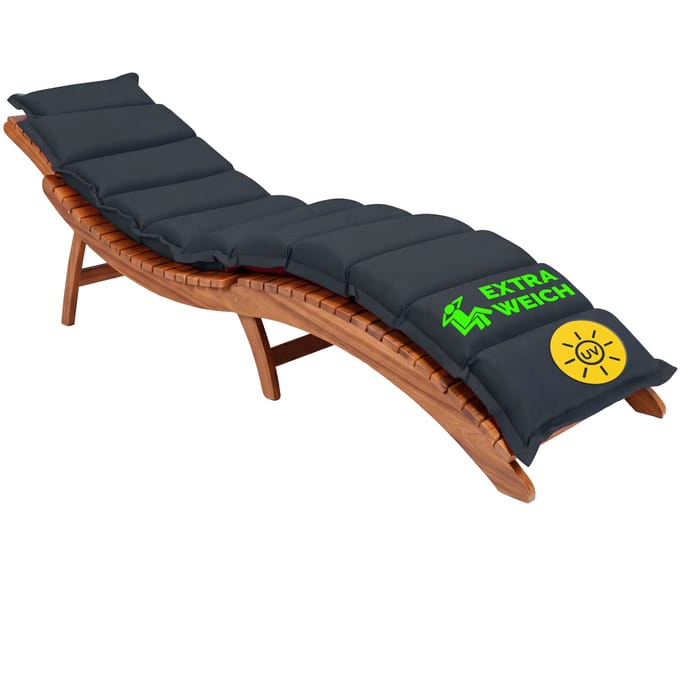 Detex Ligbedkussen - Afneembare Kussen - 183x56x7cm Antraciet