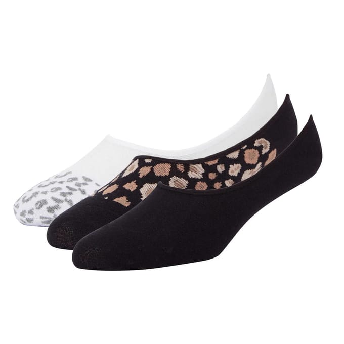 Superga Dames/Dames Onzichtbare Sokken met Dierenprint (Set van 3) (Wit/zwart)