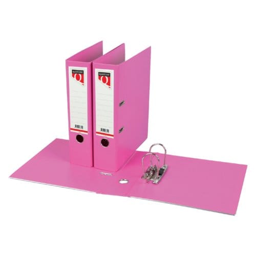 Ordner Quantore A4 - 2 ringen 80 mm - PP - roze - per 3 stuks