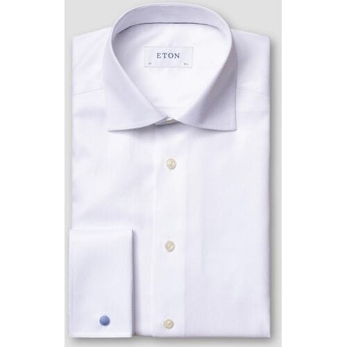 Eton Overhemd Rich Texture Twill French Cuffs Cutaway Collar Wit / male