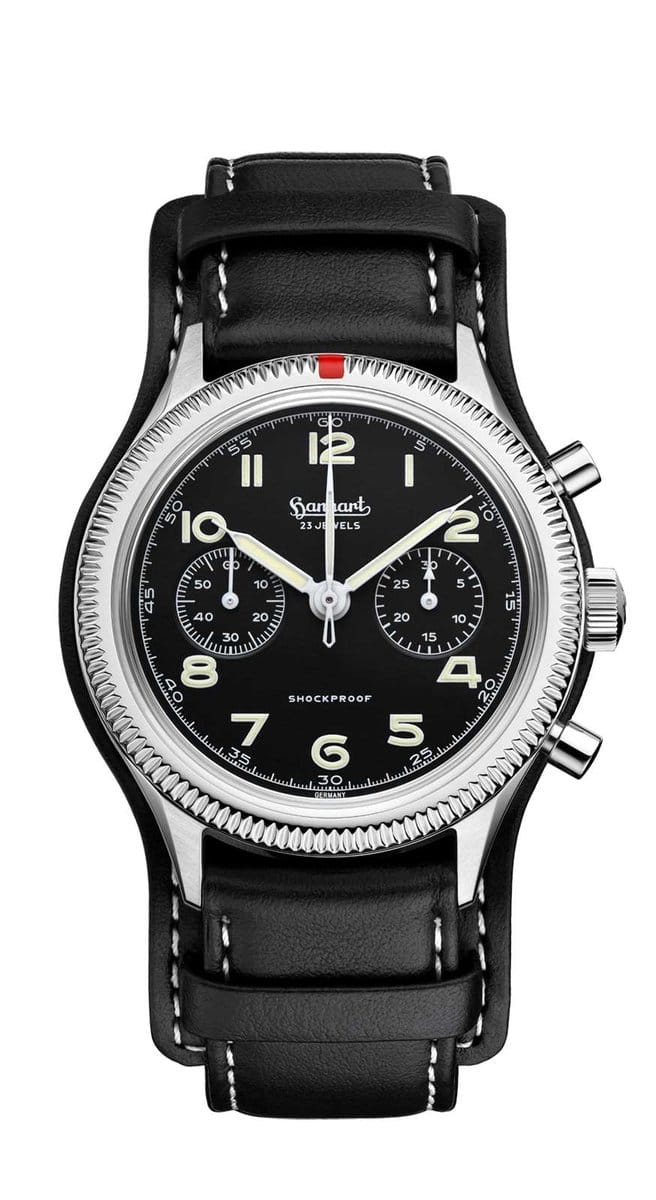 Hanhart Pioneer 417 ES Horloge - Zwarte band - 42 mm