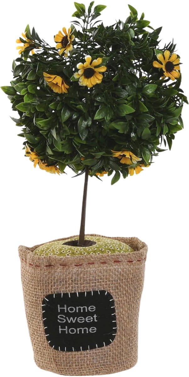 ITEM Deurstopper plant - 1 kilo - geel - polyester - 18 x 18 x 26 cm - boompje - Home Sweet Home