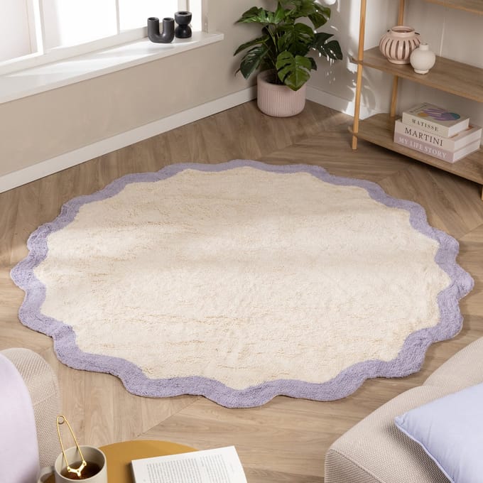 FRAAI Rond Wasbaar vloerkleed - Hazy Lila/Creme - Ø 140cm