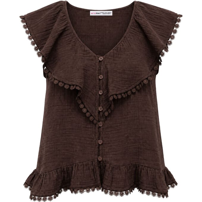 Katoenen V-hals Mouwloze Blouse