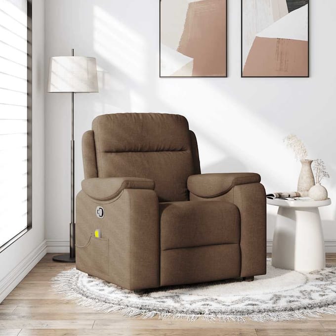 vidaXL - Massagestoel - verstelbaar - stof - bruin