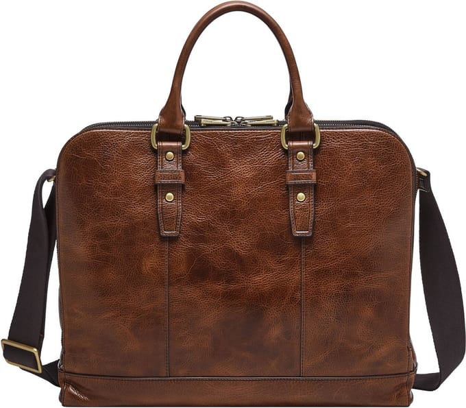 FOSSIL Business tas met laptopvak Dillon Pilot Bag Cognac Bruine