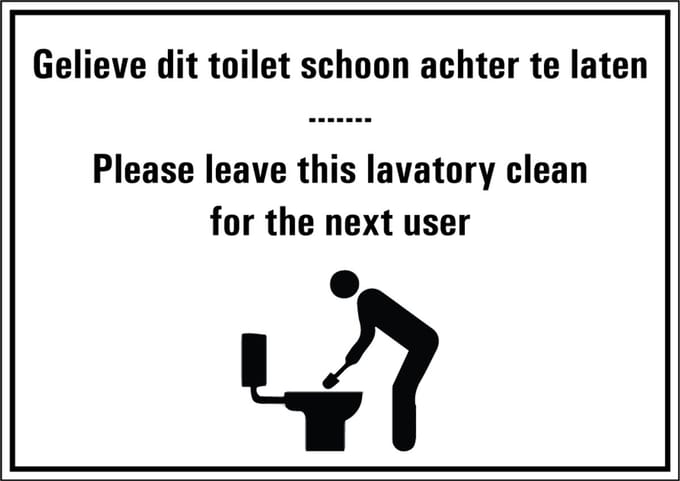 Laat het toilet schoon achter tekstbord 297 x 420 mm