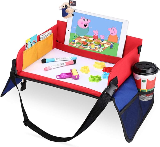 Core® Reistafel voor Kinderen - Tablethouder – Inklapbare Autotafel – Rood - 30cm x 37cm x 3cm