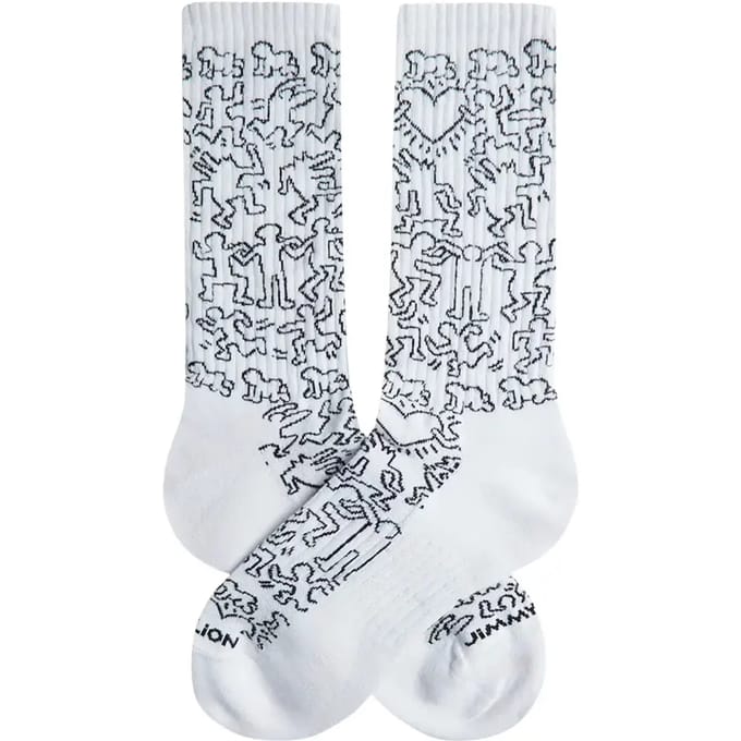 Jimmy Lion unisex sokken athletic community wit (Keith Haring)