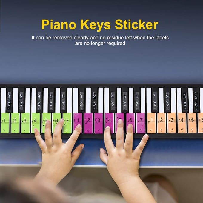 Verwijderbaar 88 Toetsen Piano Elektronisch Keyboard Noot Witte Toetsen Stickers Labels(Veelkleurig) white